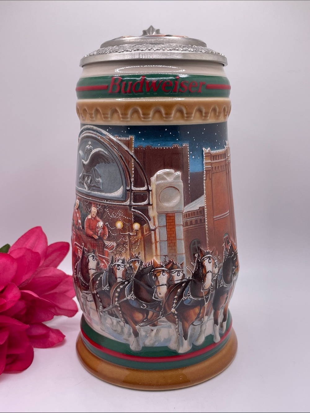 1997 Budweiser Holiday Stein “Home For The Holidays” Signature Edition